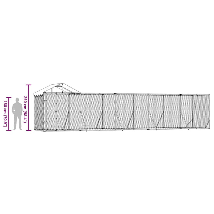 Padoc exterior cu acoperiș argintiu 10x2x2,5 m oțel galvanizat - WALTI WALTI