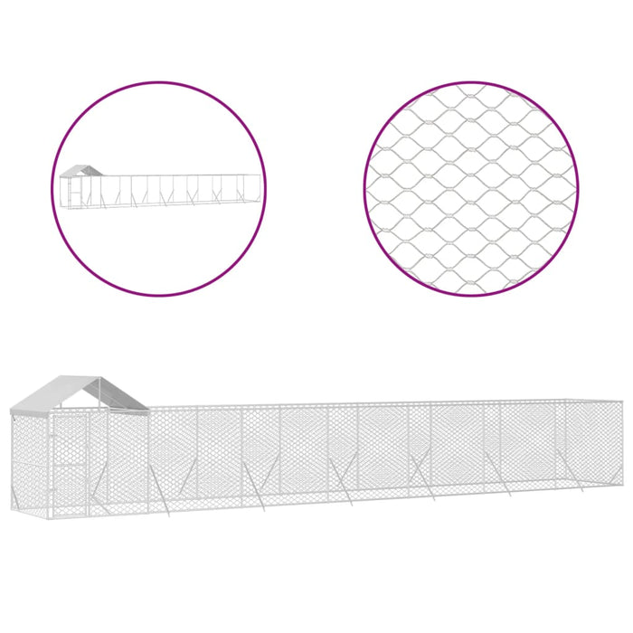 Padoc exterior cu acoperiș argintiu 14x2x2,5 m oțel galvanizat - WALTI WALTI