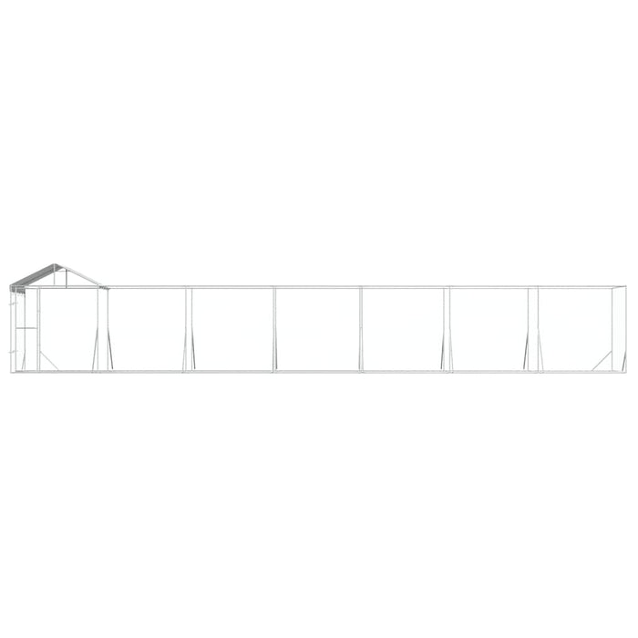 Padoc exterior cu acoperiș argintiu 14x2x2,5 m oțel galvanizat - WALTI WALTI
