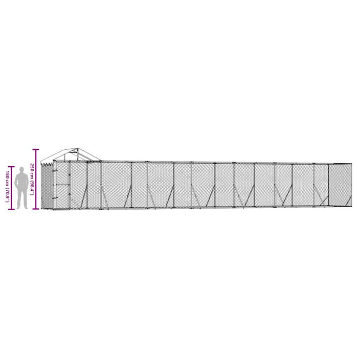 Padoc exterior cu acoperiș argintiu 14x2x2,5 m oțel galvanizat - WALTI WALTI