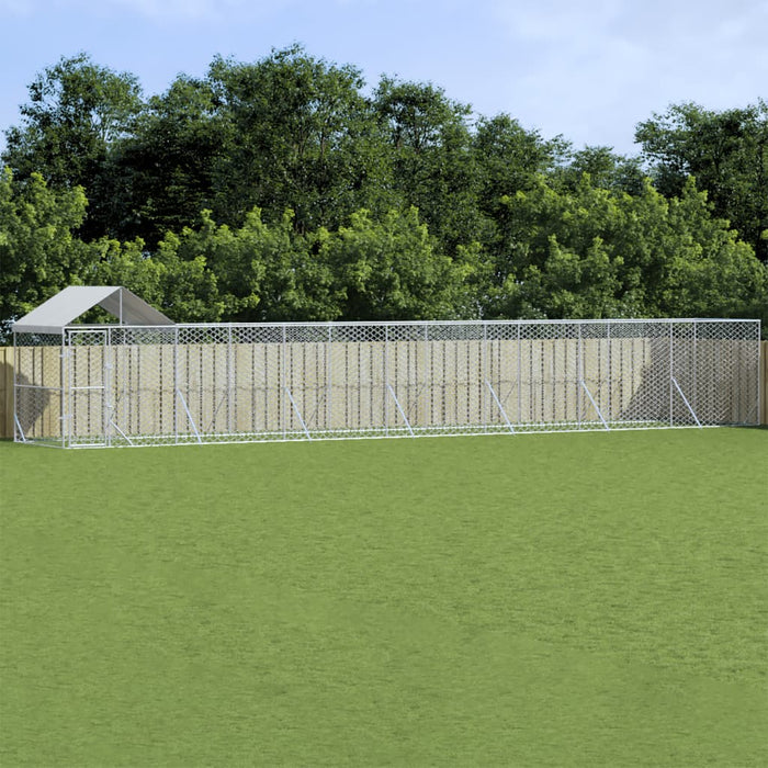 Padoc exterior cu acoperiș argintiu 14x2x2,5 m oțel galvanizat - WALTI WALTI