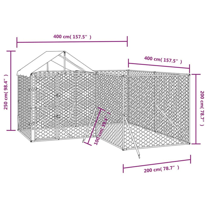 Padoc exterior cu acoperiș argintiu 4x4x2,5 m oțel galvanizat - WALTI WALTI
