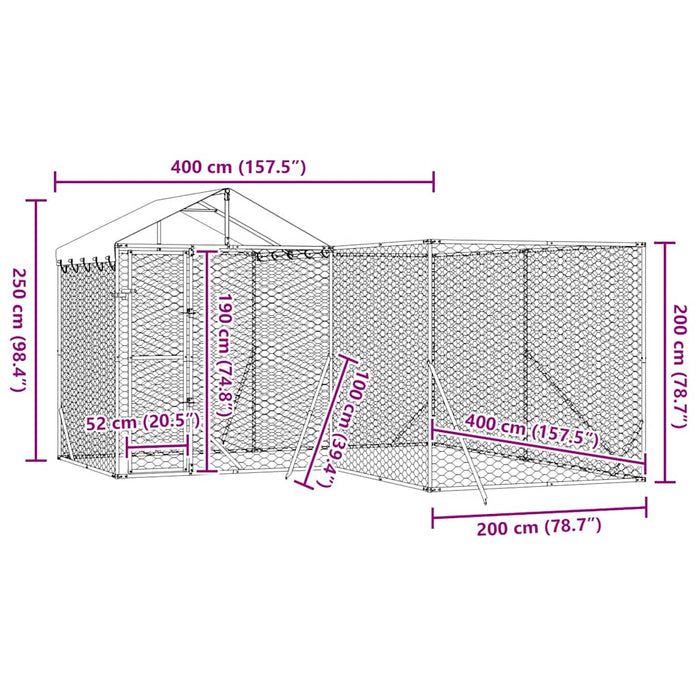 Padoc exterior cu acoperiș argintiu 4x4x2,5 m oțel galvanizat - WALTI WALTI