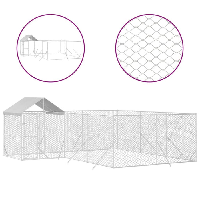 Padoc de exterior cu acoperiș argintiu 6x6x2,5m oțel galvanizat - WALTI WALTI