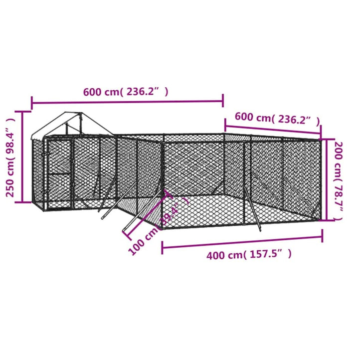 Padoc de exterior cu acoperiș argintiu 6x6x2,5m oțel galvanizat - WALTI WALTI