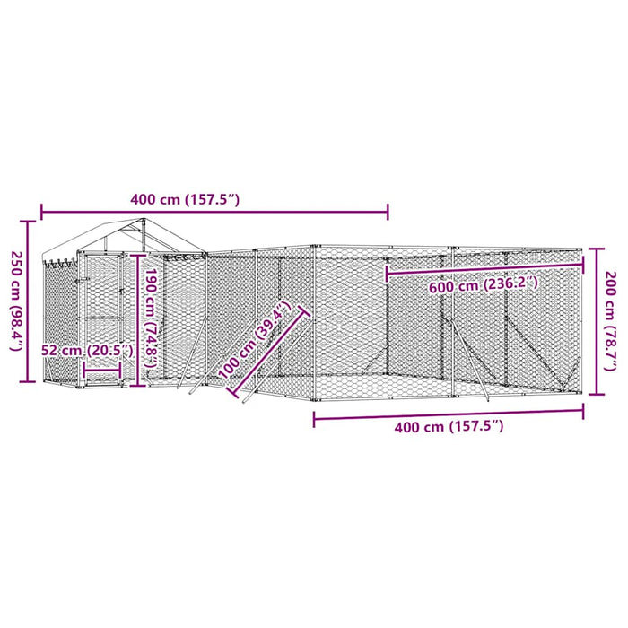 Padoc de exterior cu acoperiș argintiu 6x6x2,5m oțel galvanizat - WALTI WALTI