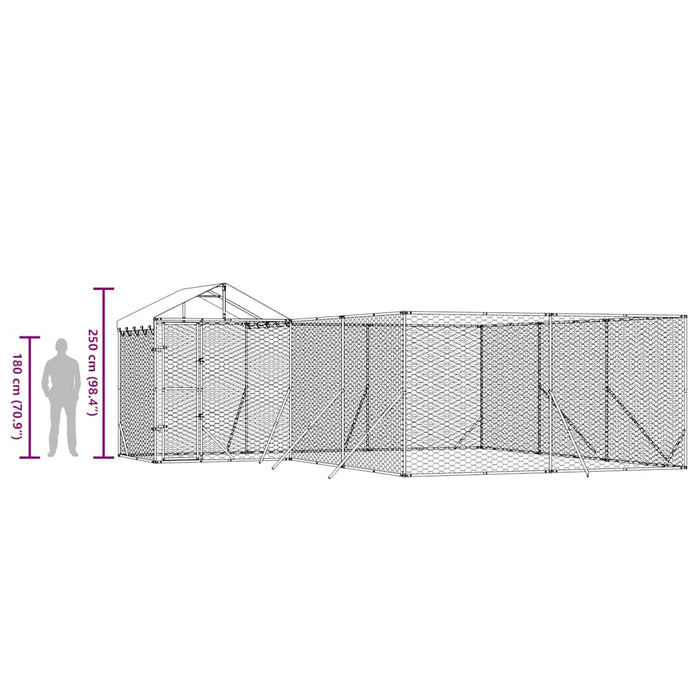 Padoc de exterior cu acoperiș argintiu 6x6x2,5m oțel galvanizat - WALTI WALTI