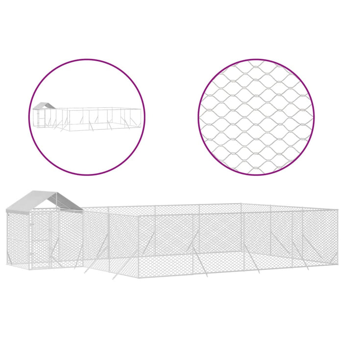 Padoc exterior cu acoperiș argintiu 10x6x2,5 m oțel galvanizat - WALTI WALTI