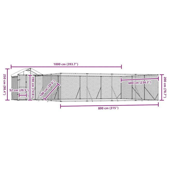 Padoc exterior cu acoperiș argintiu 10x6x2,5 m oțel galvanizat - WALTI WALTI