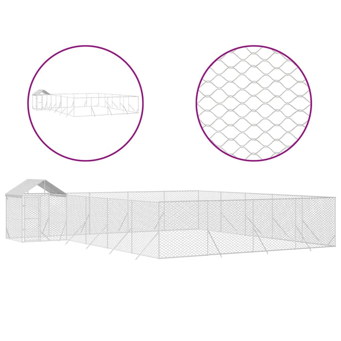 Padoc exterior cu acoperiș argintiu 10x8x2,5 m oțel galvanizat - WALTI WALTI