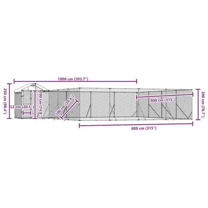 Padoc exterior cu acoperiș argintiu 10x8x2,5 m oțel galvanizat - WALTI WALTI
