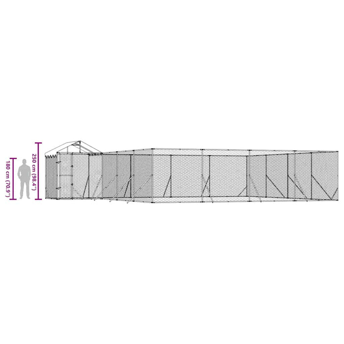 Padoc exterior cu acoperiș argintiu 10x8x2,5 m oțel galvanizat - WALTI WALTI
