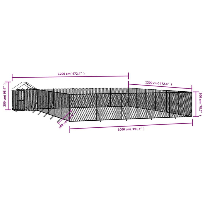 Padoc exterior cu acoperiș argintiu 12x12x2,5 m oțel galvanizat - WALTI WALTI