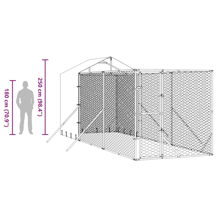 Padoc de exterior cu acoperiș argintiu 2x6x2,5m oțel galvanizat - WALTI WALTI