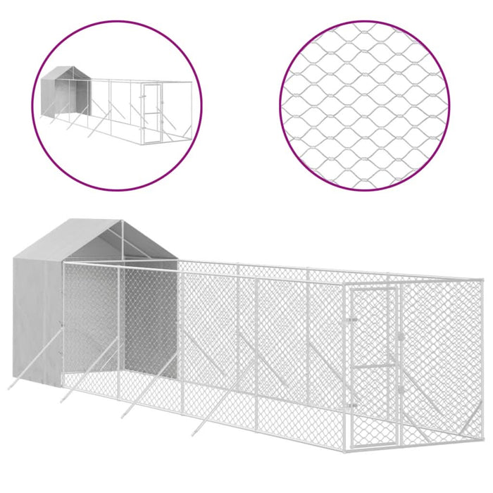 Padoc exterior cu acoperiș argintiu 2x10x2,5 m oțel galvanizat - WALTI WALTI
