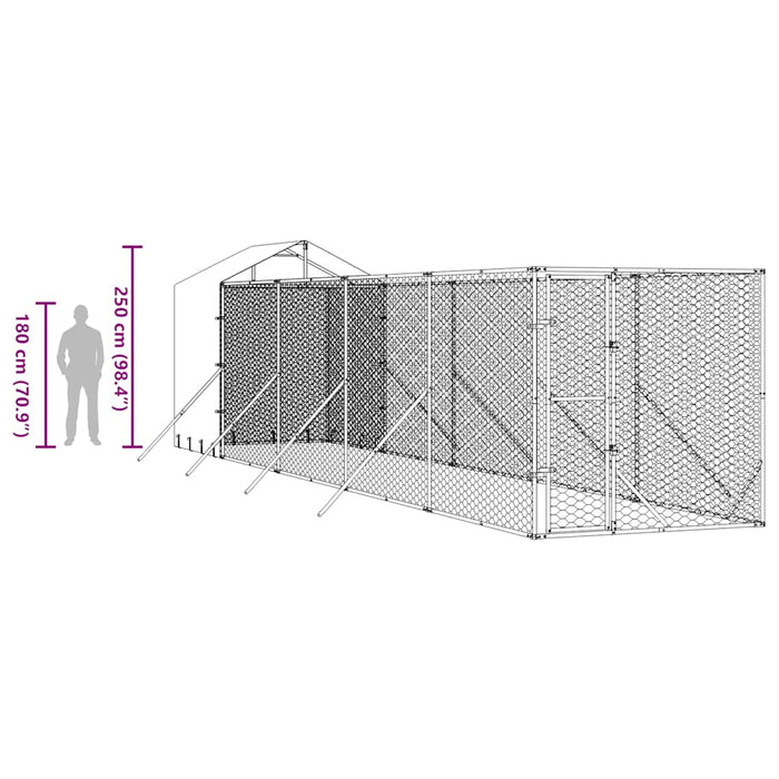 Padoc exterior cu acoperiș argintiu 2x10x2,5 m oțel galvanizat - WALTI WALTI