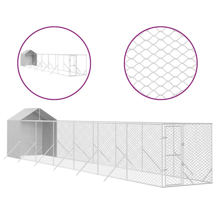 Padoc exterior cu acoperiș argintiu 2x14x2,5 m oțel galvanizat - WALTI WALTI