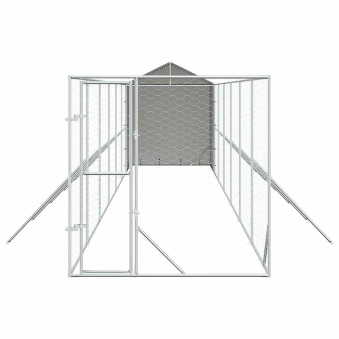 Padoc exterior cu acoperiș argintiu 2x14x2,5 m oțel galvanizat - WALTI WALTI