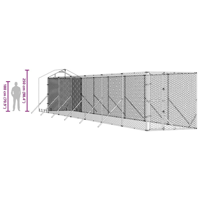 Padoc exterior cu acoperiș argintiu 2x14x2,5 m oțel galvanizat - WALTI WALTI