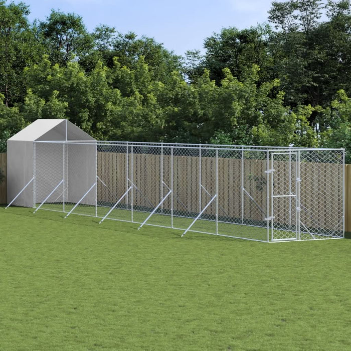 Padoc exterior cu acoperiș argintiu 2x14x2,5 m oțel galvanizat - WALTI WALTI