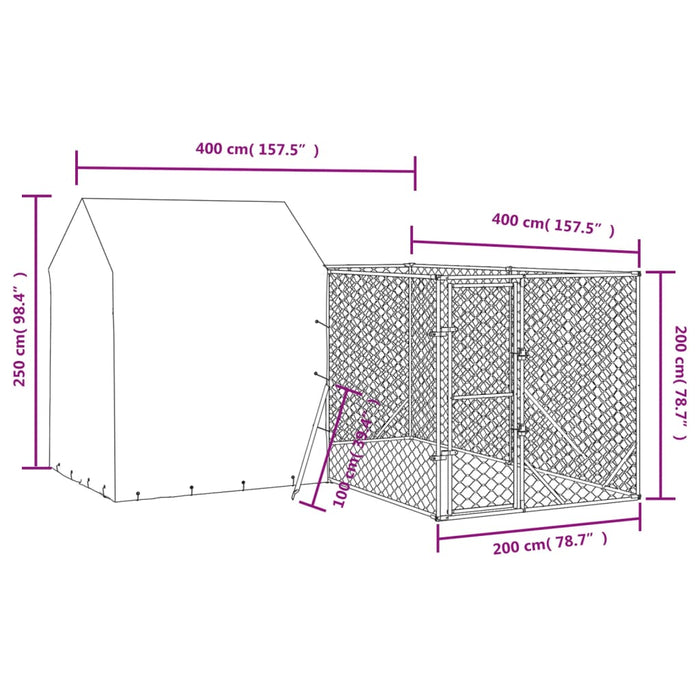 Padoc exterior cu acoperiș argintiu 4x4x2,5 m oțel galvanizat - WALTI WALTI