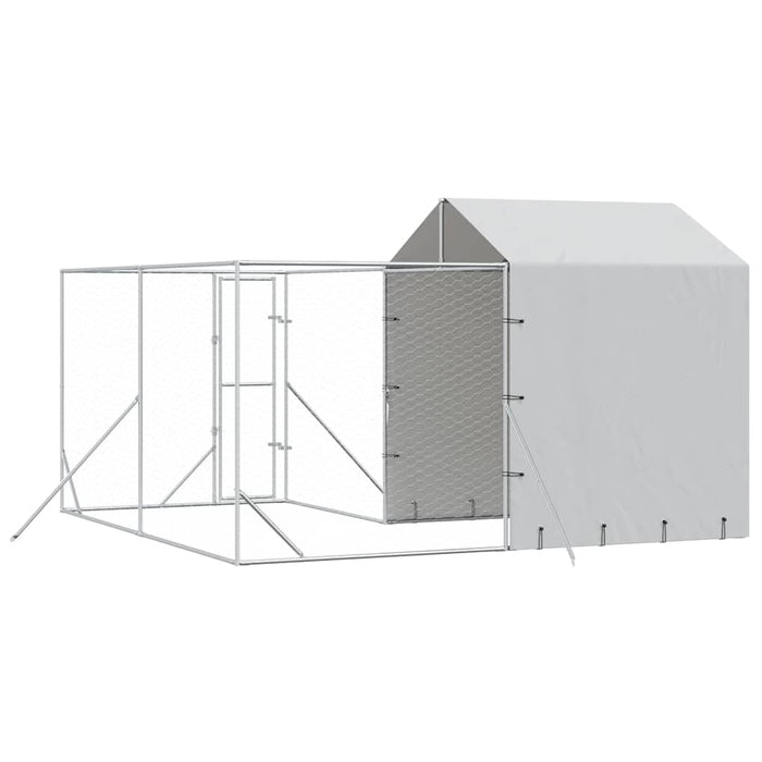 Padoc exterior cu acoperiș argintiu 4x4x2,5 m oțel galvanizat - WALTI WALTI