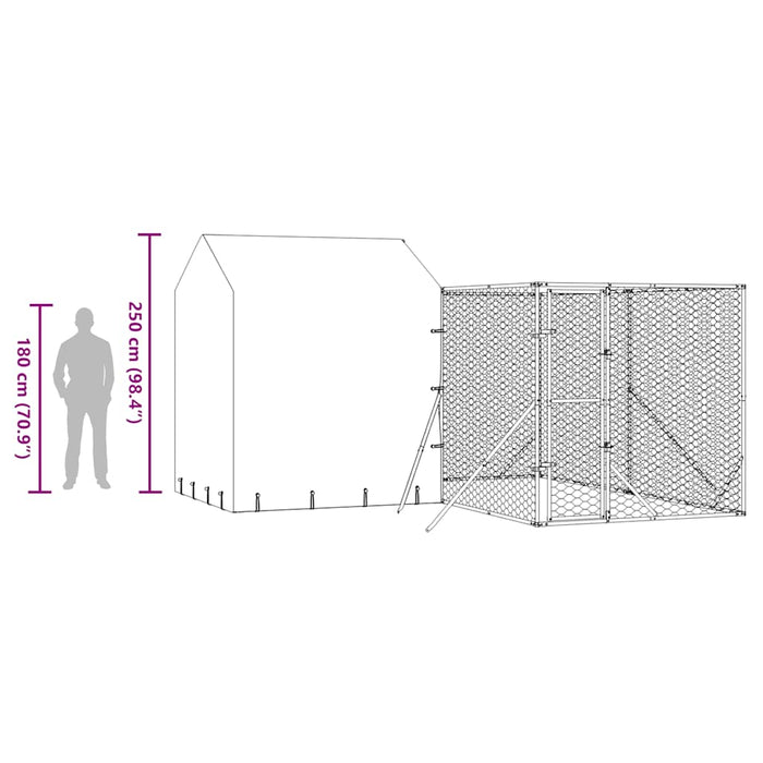 Padoc exterior cu acoperiș argintiu 4x4x2,5 m oțel galvanizat - WALTI WALTI