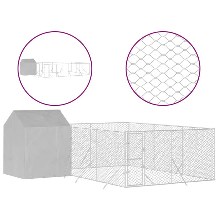 Padoc de exterior cu acoperiș argintiu 6x6x2,5m oțel galvanizat - WALTI WALTI