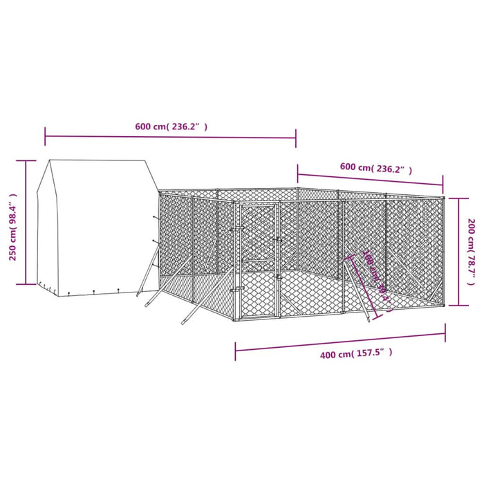 Padoc de exterior cu acoperiș argintiu 6x6x2,5m oțel galvanizat - WALTI WALTI