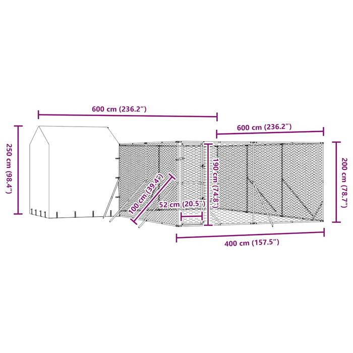 Padoc de exterior cu acoperiș argintiu 6x6x2,5m oțel galvanizat - WALTI WALTI