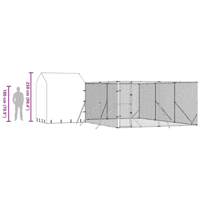 Padoc de exterior cu acoperiș argintiu 6x6x2,5m oțel galvanizat - WALTI WALTI