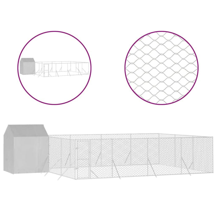 Padoc exterior cu acoperiș argintiu 10x6x2,5 m oțel galvanizat - WALTI WALTI