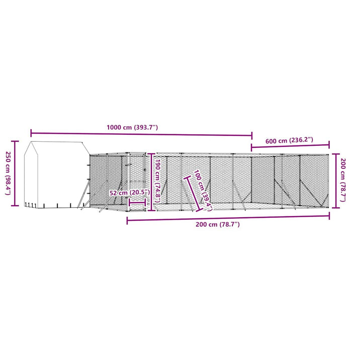 Padoc exterior cu acoperiș argintiu 10x6x2,5 m oțel galvanizat - WALTI WALTI