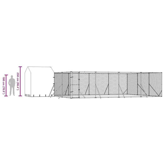 Padoc exterior cu acoperiș argintiu 10x6x2,5 m oțel galvanizat - WALTI WALTI