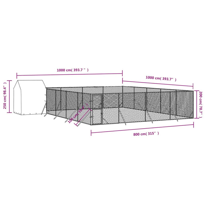 Padoc exterior cu acoperiș argintiu 10x10x2,5 m oțel galvanizat - WALTI WALTI