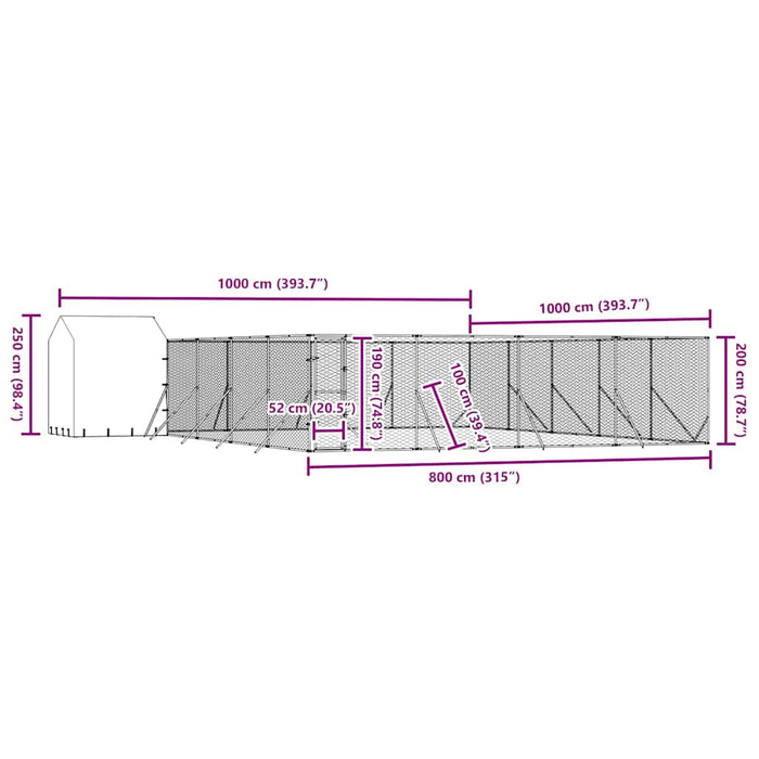 Padoc exterior cu acoperiș argintiu 10x10x2,5 m oțel galvanizat - WALTI WALTI
