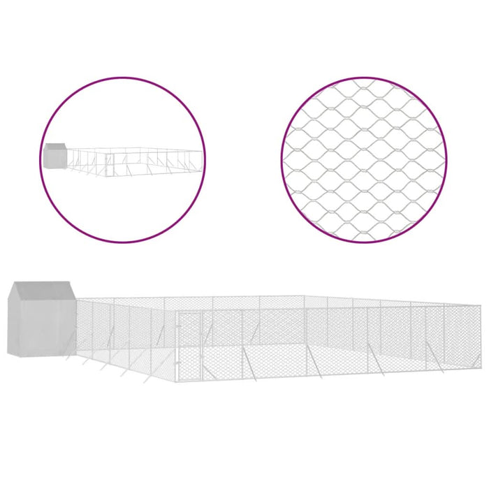 Padoc exterior cu acoperiș argintiu 12x12x2,5 m oțel galvanizat - WALTI WALTI
