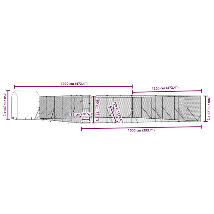 Padoc exterior cu acoperiș argintiu 12x12x2,5 m oțel galvanizat - WALTI WALTI