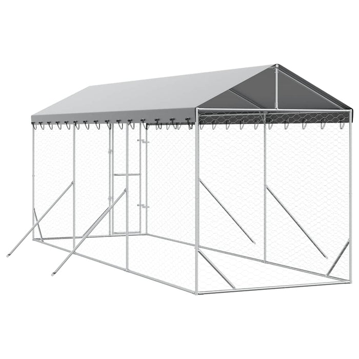Padoc de exterior cu acoperiș argintiu 2x6x2,5m oțel galvanizat - WALTI WALTI