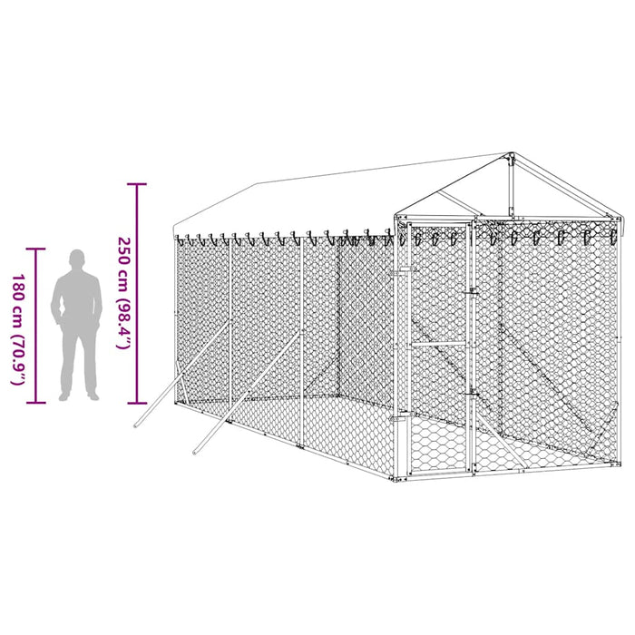 Padoc de exterior cu acoperiș argintiu 2x6x2,5m oțel galvanizat - WALTI WALTI