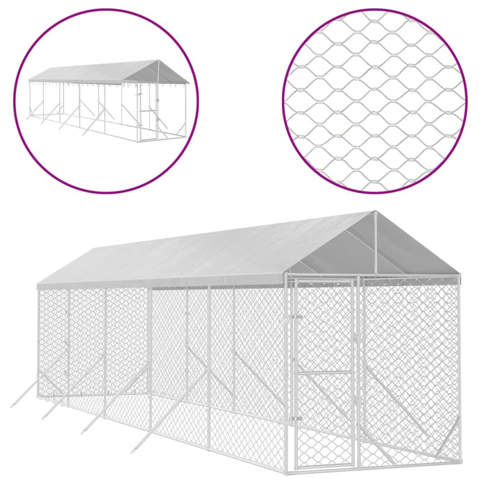 Padoc exterior cu acoperiș argintiu 2x10x2,5 m oțel galvanizat - WALTI WALTI