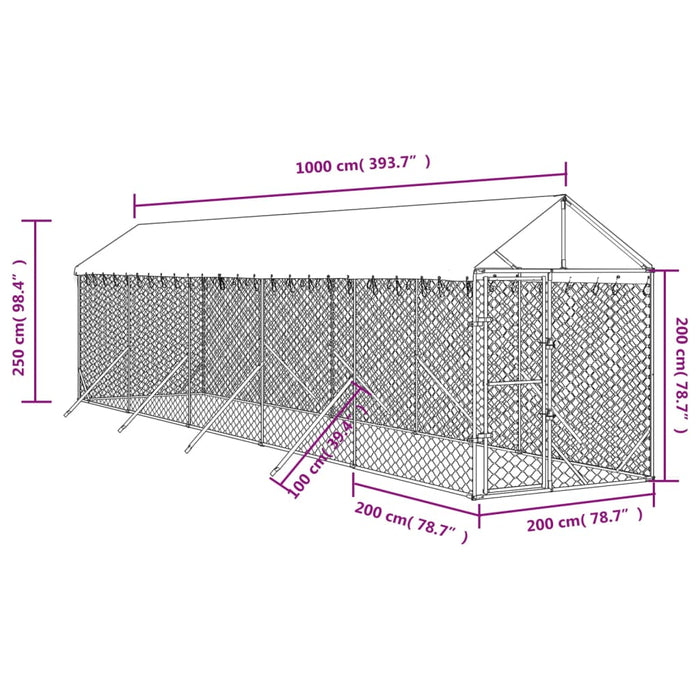 Padoc exterior cu acoperiș argintiu 2x10x2,5 m oțel galvanizat - WALTI WALTI