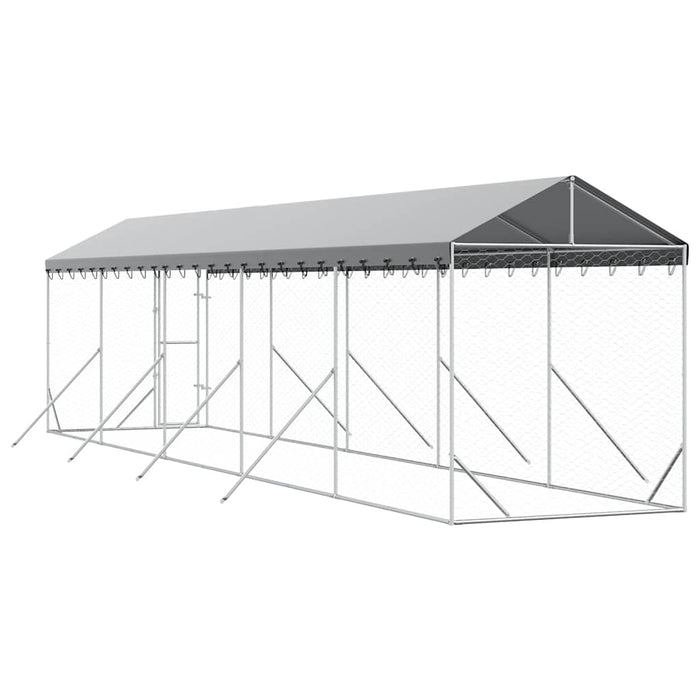 Padoc exterior cu acoperiș argintiu 2x10x2,5 m oțel galvanizat - WALTI WALTI