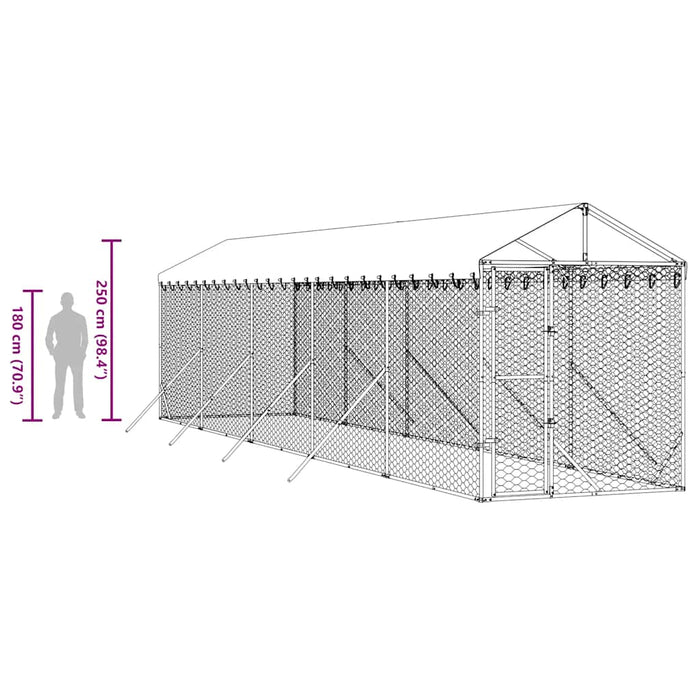 Padoc exterior cu acoperiș argintiu 2x10x2,5 m oțel galvanizat - WALTI WALTI