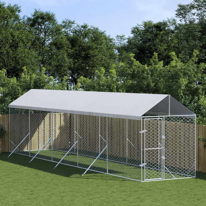 Padoc exterior cu acoperiș argintiu 2x10x2,5 m oțel galvanizat - WALTI WALTI
