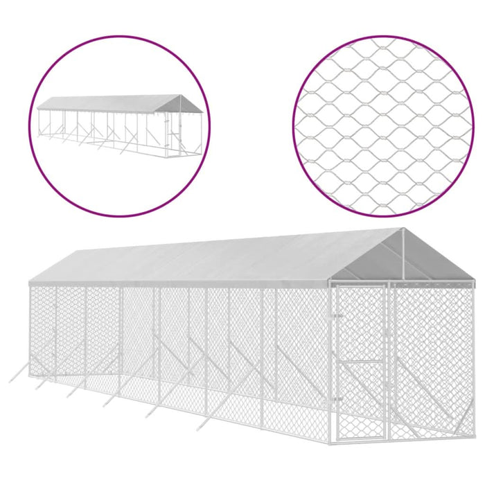 Padoc exterior cu acoperiș argintiu 2x14x2,5 m oțel galvanizat - WALTI WALTI