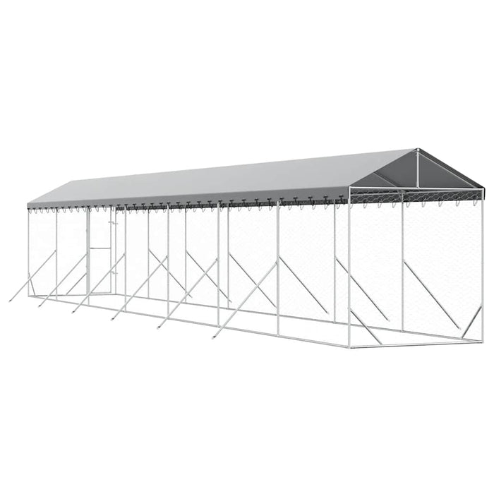 Padoc exterior cu acoperiș argintiu 2x14x2,5 m oțel galvanizat - WALTI WALTI
