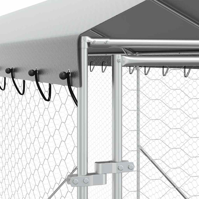 Padoc exterior cu acoperiș argintiu 2x14x2,5 m oțel galvanizat - WALTI WALTI