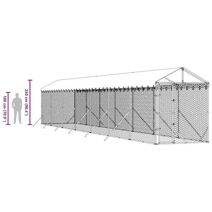 Padoc exterior cu acoperiș argintiu 2x14x2,5 m oțel galvanizat - WALTI WALTI