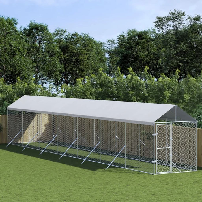 Padoc exterior cu acoperiș argintiu 2x14x2,5 m oțel galvanizat - WALTI WALTI